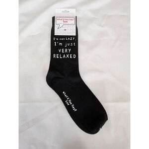 What'd You Say Sox Relaxed Crew Socks Mens OS Black NEW I'm Not Lazy Slogan